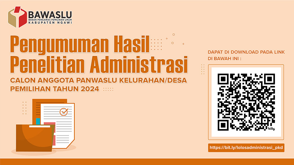 PENGUMUMAN HASIL SELEKSI ADMINISTRASI CALON ANGGOTA PANWASLU KECAMATAN DIKABUPATEN NGAWI