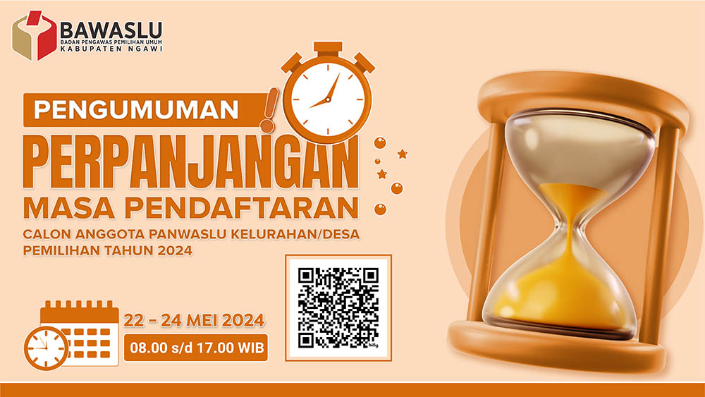 PENGUMUMAN PERPANJANGAN PENDAFTARAN CALON ANGGOTA PANWASLU KELURAHAN/DESA DALAM RANGKA PEMILIHAN SERENTAK TAHUN 2024