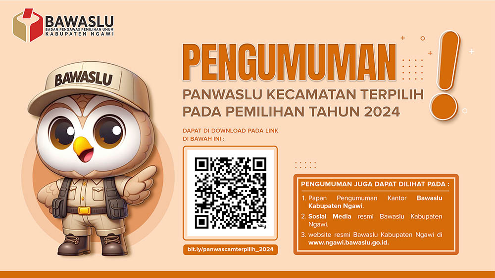 PENGUMUMAN PANWASLU KECAMATAN TERPILIH PADA PEMILIHAN TAHUN 2024