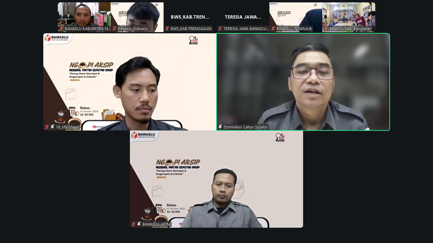 Bawaslu Kabupaten Ngawi Perkuat Pengelolaan Arsip melalui Ngopi Arsip Bawaslu Jatim
