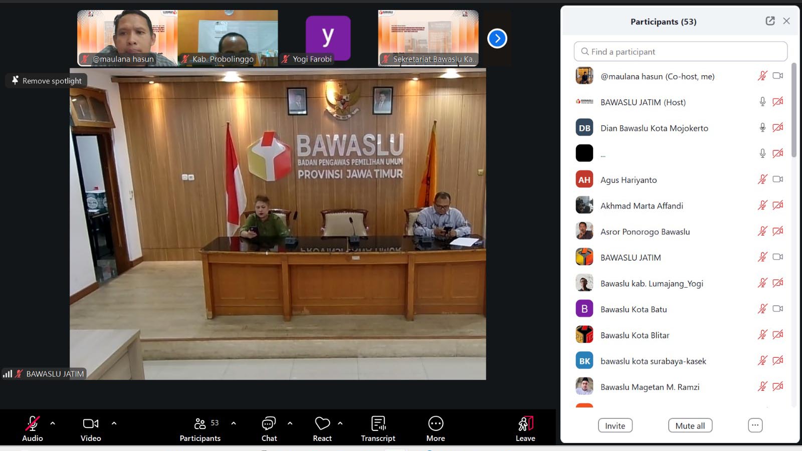 Bawaslu Ngawi Ikuti Peluncuran Buku Strategi Pencegahan Pemilu Bawaslu Jawa Timur