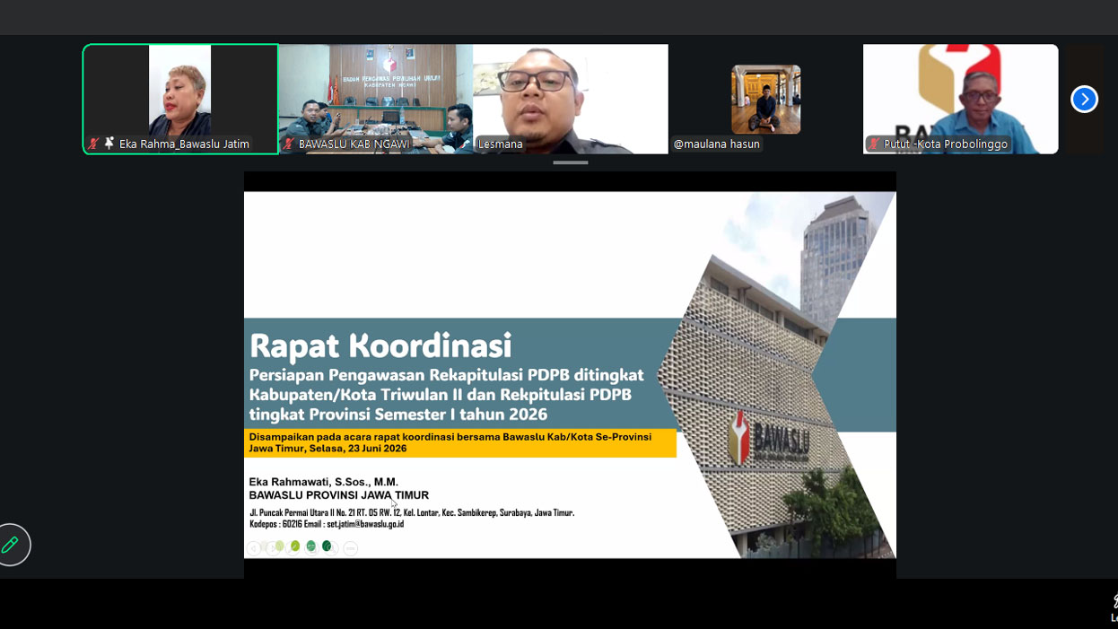 Bawaslu Jatim Matangkan Pengawasan Rekapitulasi Data Pemilih Triwulan II