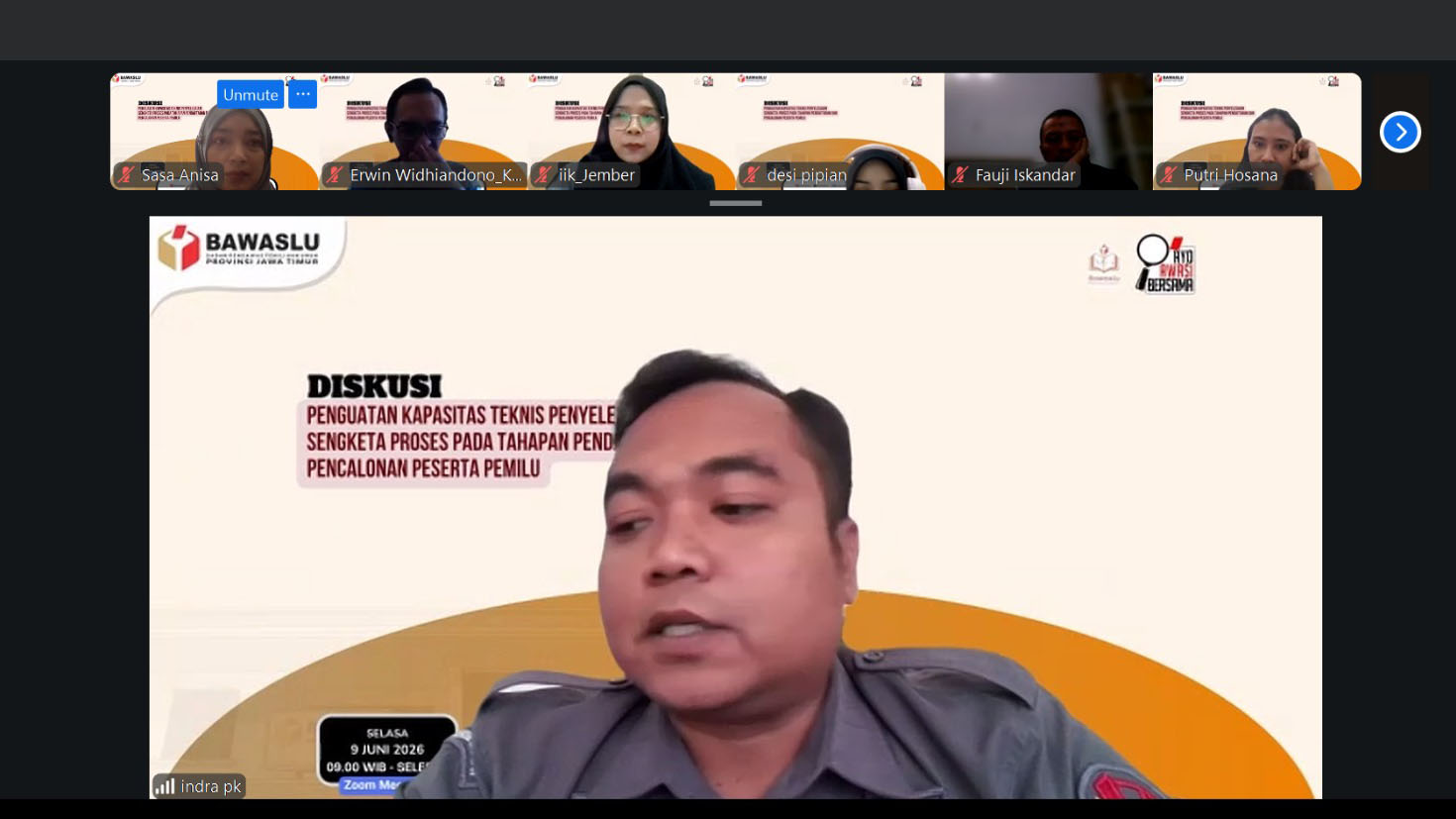 Divisi Penyelesaian Sengketa Bawaslu Kabupaten Ngawi Ikuti zoom Penguatan Kapasitas Teknis Penyelesaian Sengketa Proses Pemilu