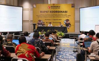 BAWASLU KABUPATEN NGAWI HADIRI EVALUASI LAPORAN PEMETAAN KERAWANAN PEMILIHAN 2024
